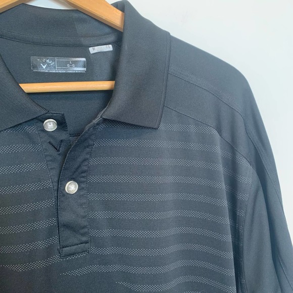 Callaway Mens Short Sleeve Golf Shirt Size Large Black Gray Printed Collared - Picture 5 of 15